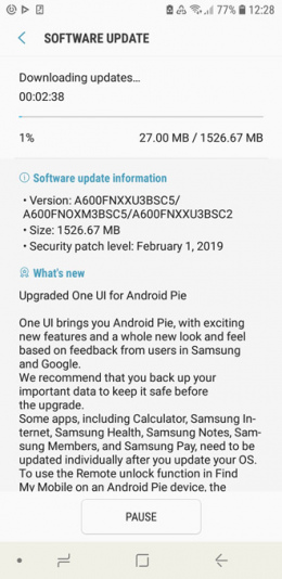 Samsung Galaxy A6 Android 9 Pie