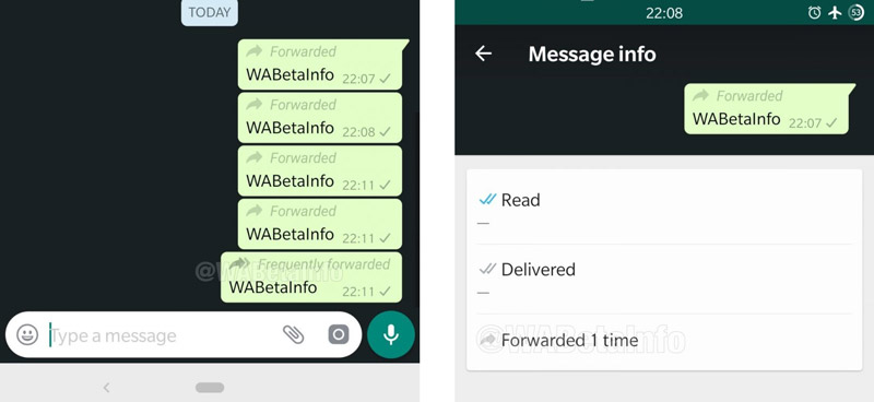WhatsApp hoe vaak doorgestuurd