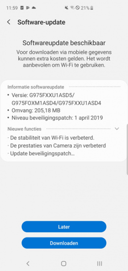 Galaxy S10 april update