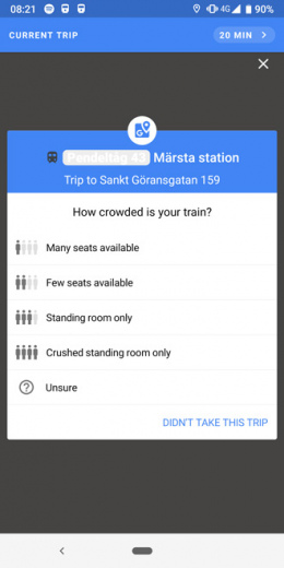 Google Maps drukte trein