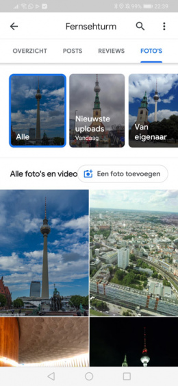 Google Maps foto filter