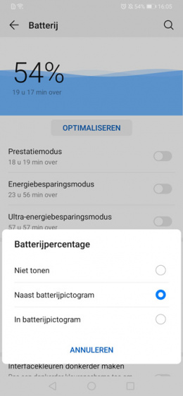 Huawei P30 batterijpercentage