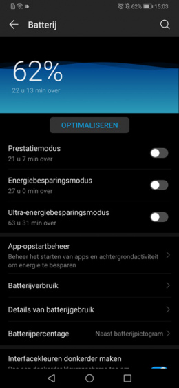 Huawei P30 donkere modus