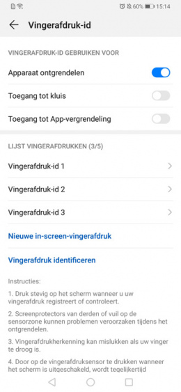 Huawei P30 vingerafdrukscanner