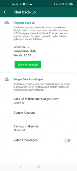 WhatsApp back-up maken