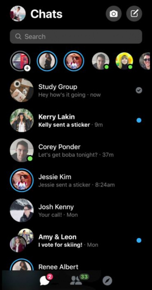 Facebook Messenger dark mode