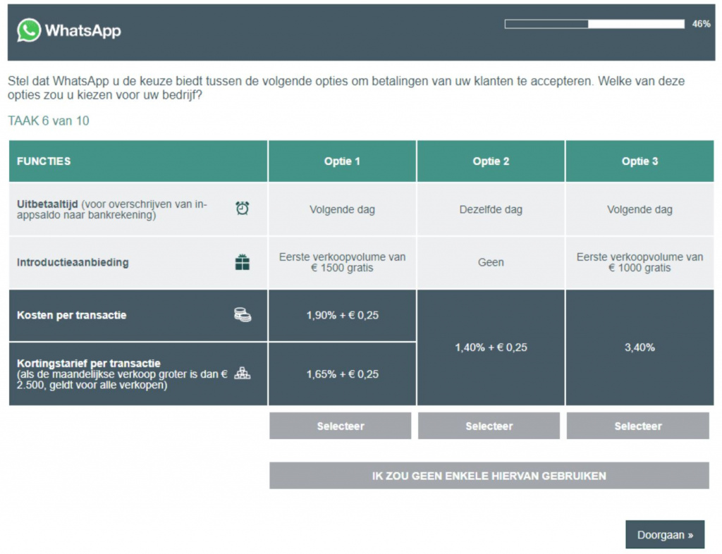 WhatsApp enquete betaaldienst