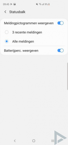 Galaxy S10 batterijpercentage