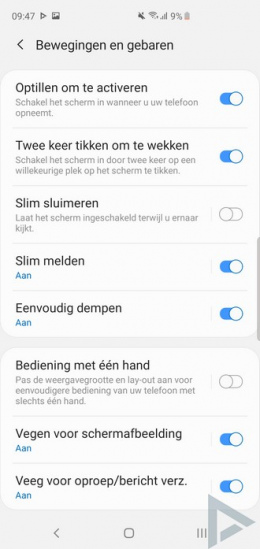 Galaxy S10 Bewegingen en gebaren