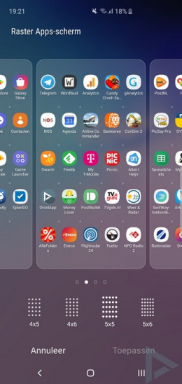 Galaxy S10 app scherm