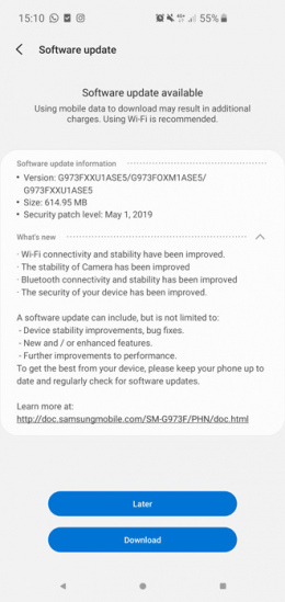 Galaxy S10 mei patch