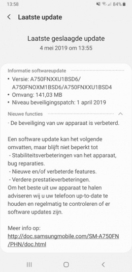 Samsung Galaxy A7 april patch