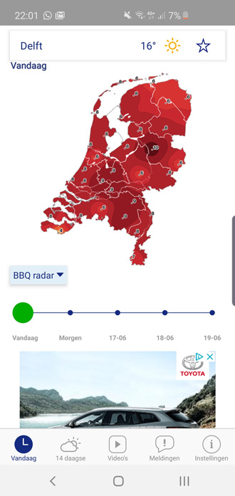Rose kleur Omgaan met lexicon Buienradar voegt BBQ-radar toe aan app: is het weer om te barbecueën?
