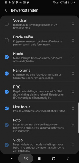 Galaxy S9 Note 9 nachtmodus