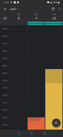 Google Agenda donker thema