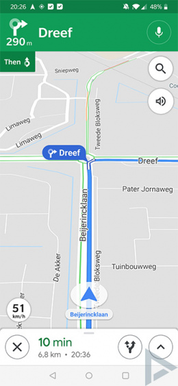 Google Maps Snelheidsweergave