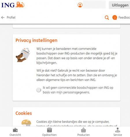 ING privacy instellingen