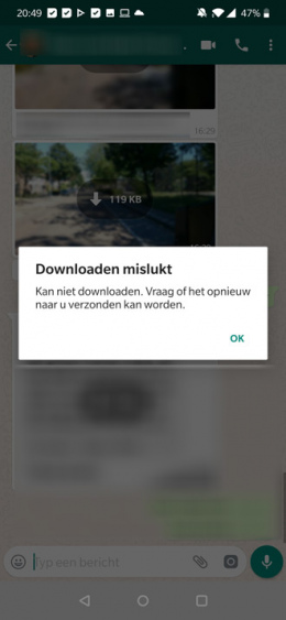 WhatsApp afbeelding downloaden storing fout