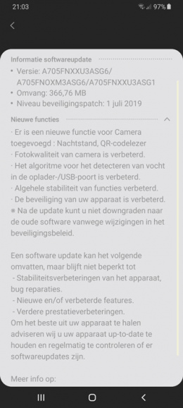 Galaxy A70 juli-patch