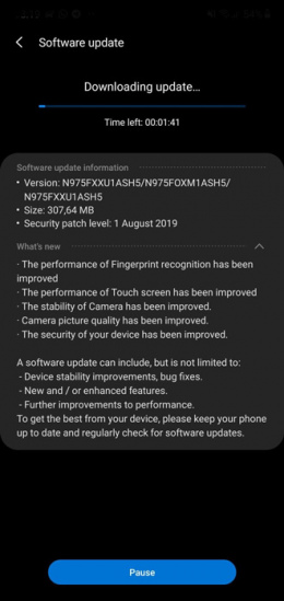 Galaxy Note 10 augustus update