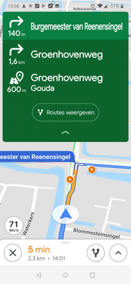 Google Maps navigatie aanwijzingen