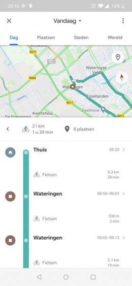 Google Maps tijdlijn