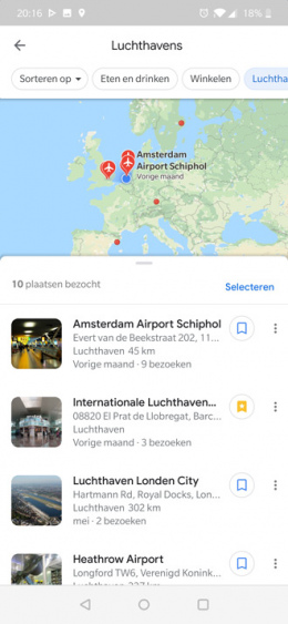 Google Maps tijdlijn plaatsen