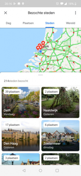 Google Maps tijdlijn steden