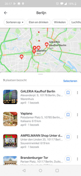 Google Maps tijdlijn locatie