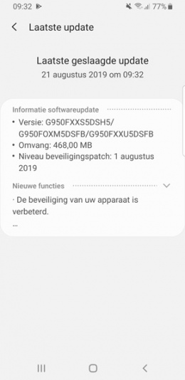 Samsung Galaxy S8 augustus-update