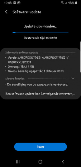 Galaxy Note 8 update oktober