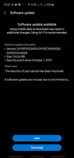 Galaxy S10 oktober update