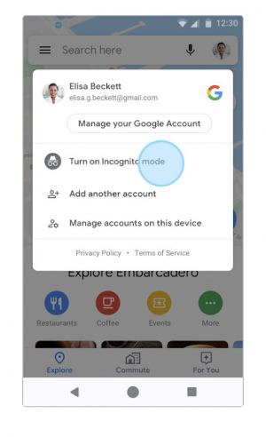 Google Maps incognito