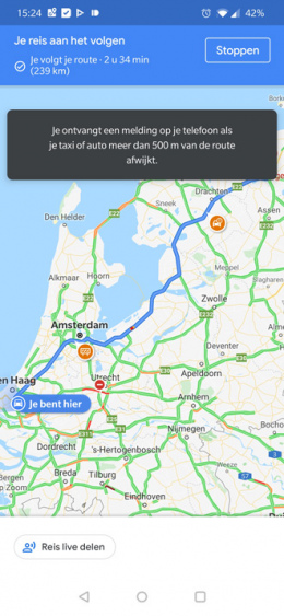 Google Maps taxi afwijken route