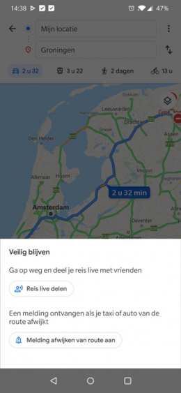 Google Maps Veilig blijven