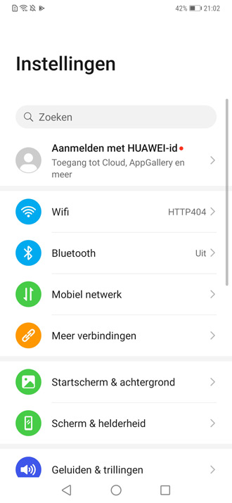 Huawei Mate 20 Pro Android 10 instellingen
