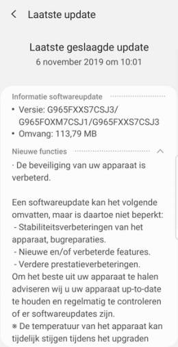 Galaxy S9 november update