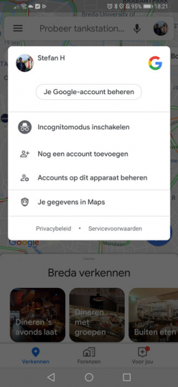 Google Maps incognito