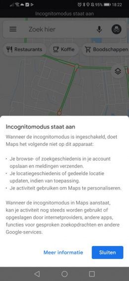 Google Maps incognitomodus