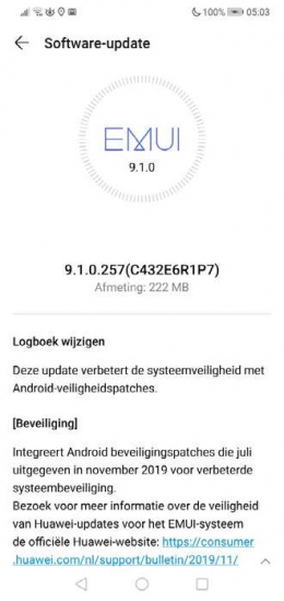 Huawei P20 Lite beveiligingsupdate november 2019