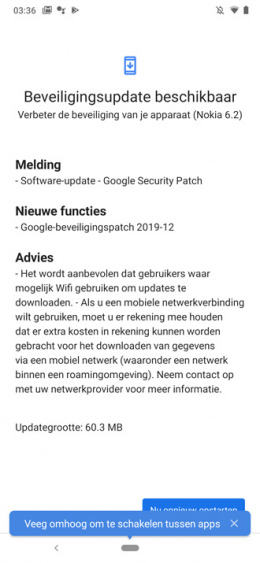 Nokia 6.2 beveiligingsupdate december 2019