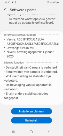 Galaxy A50 januari 2020 update