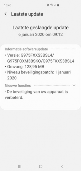 Galaxy S10 januari 2020 patch