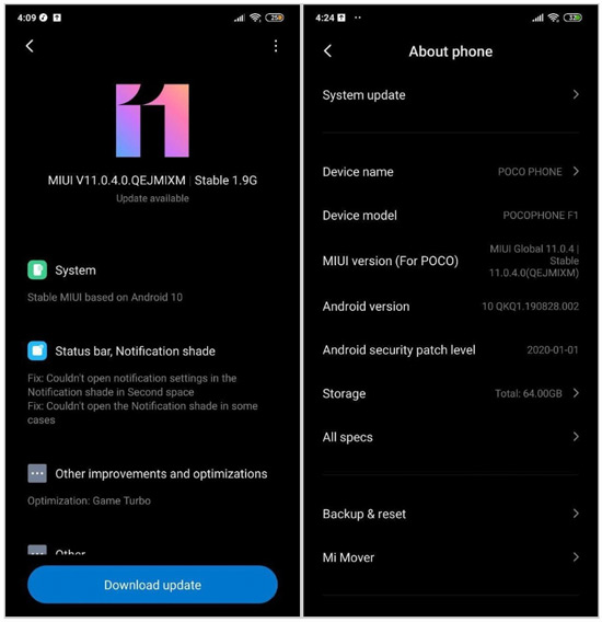 Pocophone F1 Android 10 beta