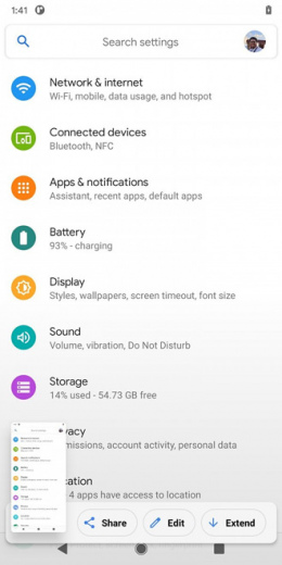 Android 11 lange screenshots