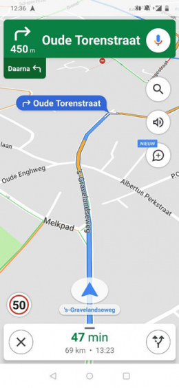 Google Maps maximum snelheid