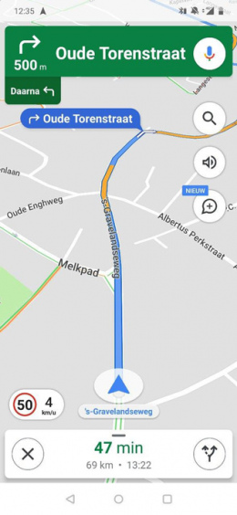 Google Maps maximumsnelheid