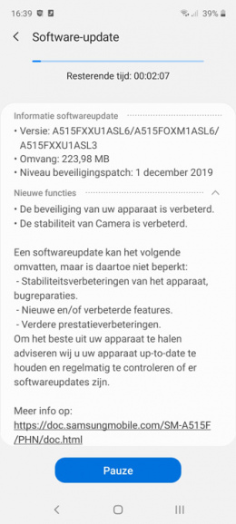 Samsung Galaxy A51 camera-update