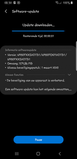 Galaxy S8 Note 8 maart patch 2020
