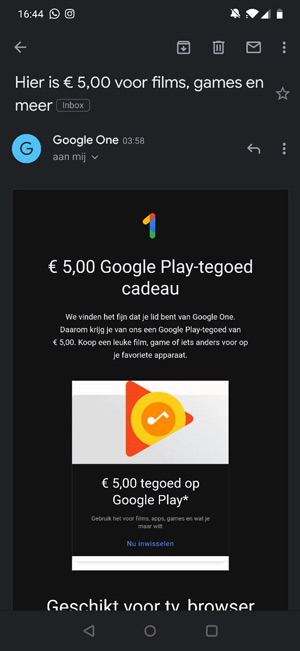 absorptie Van streek Station Google geeft Google One-gebruikers 5 euro gratis Play Store tegoed
